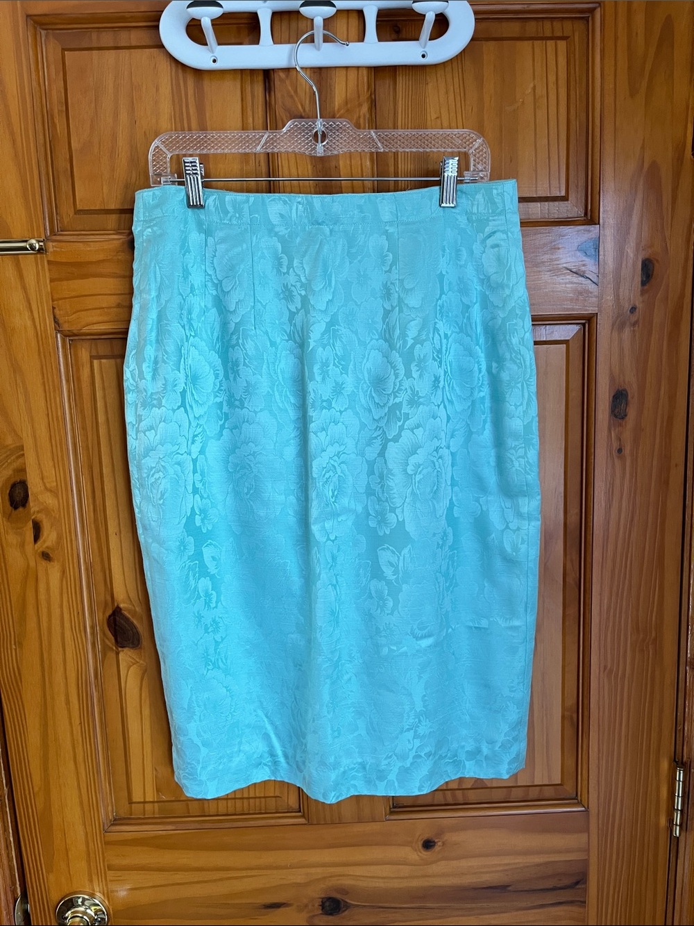 Vintage Mint Floral 100% Silk Pencil Skirt